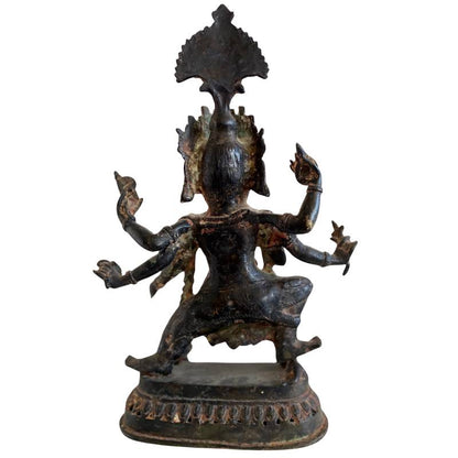 Antiek Ganesha-beeld in brons met natuurlijke patina en langdurige slijtage