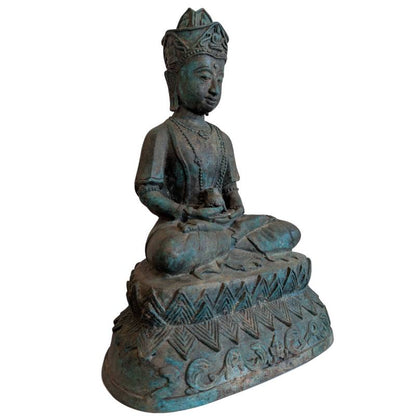 Gekroonde Avalokiteshvara van brons uit Khmer-traditie