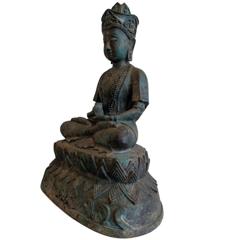 Gekroonde bodhisattva van brons uit Zuidoost-Azië