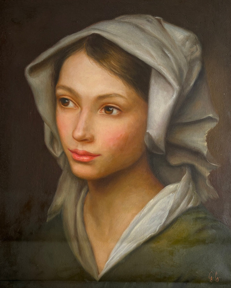 Giuseppe Giglio – Innocenza Divina – Origineel Olieverfschilderij – Klassiek Portret – 50x40 cm
