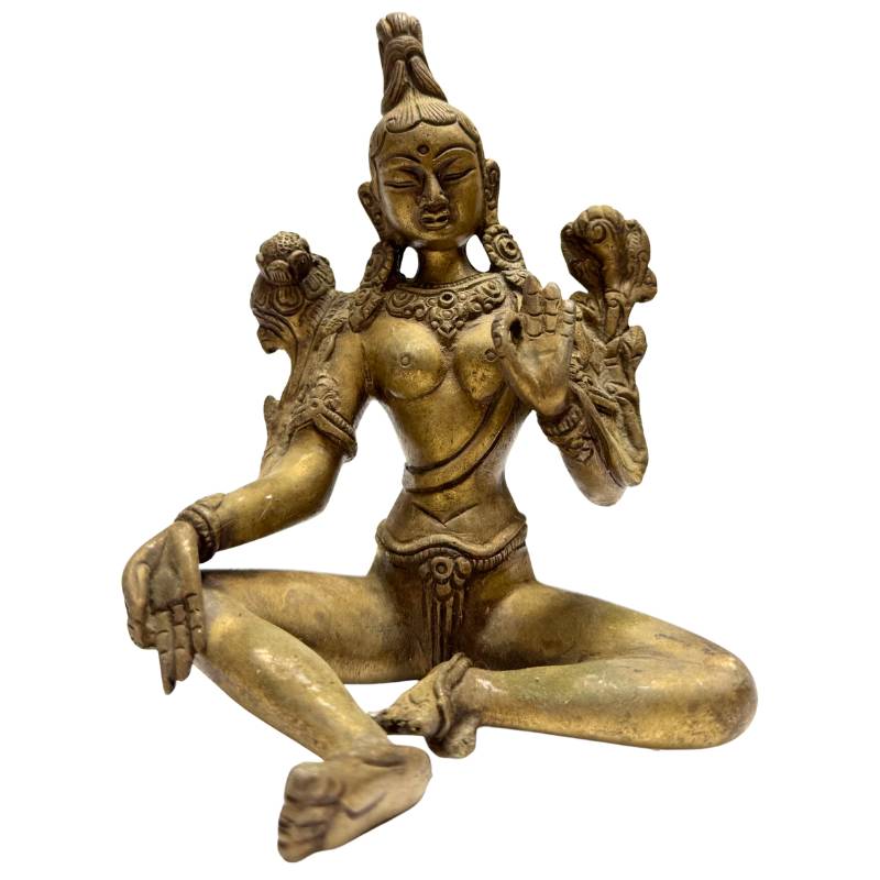Groene Tara beeld brons Zuid India boeddhistische godin