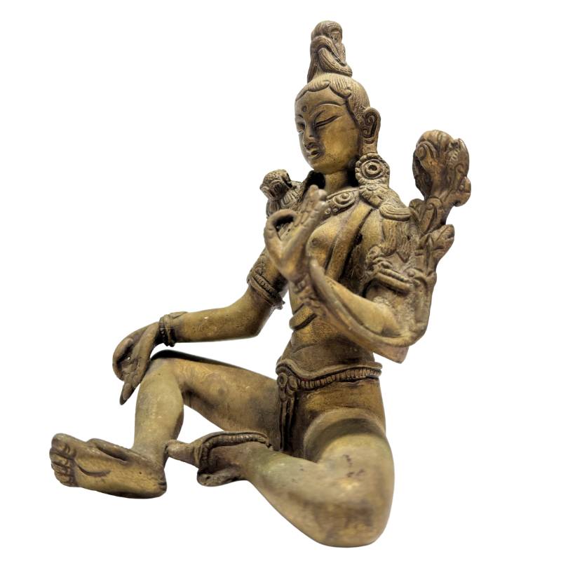 Groene Tara bronzen beeld India lotus boeddhistische kunst