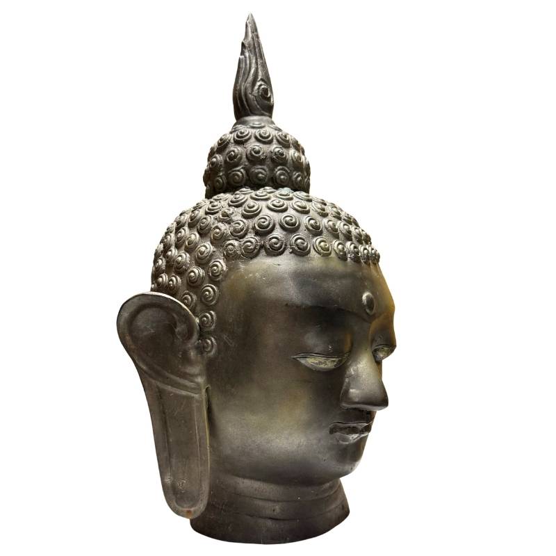 Groot Chinees bronzen Boeddhahoofd tempelobject 20e eeuw brons