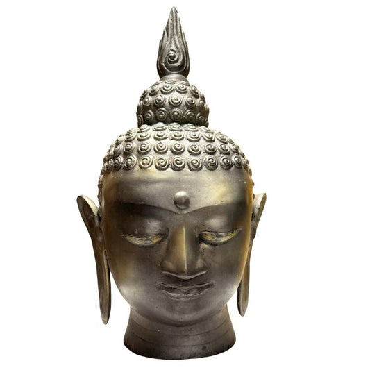 Groot Chinees bronzen Boeddhahoofd tempelobject 20e eeuw