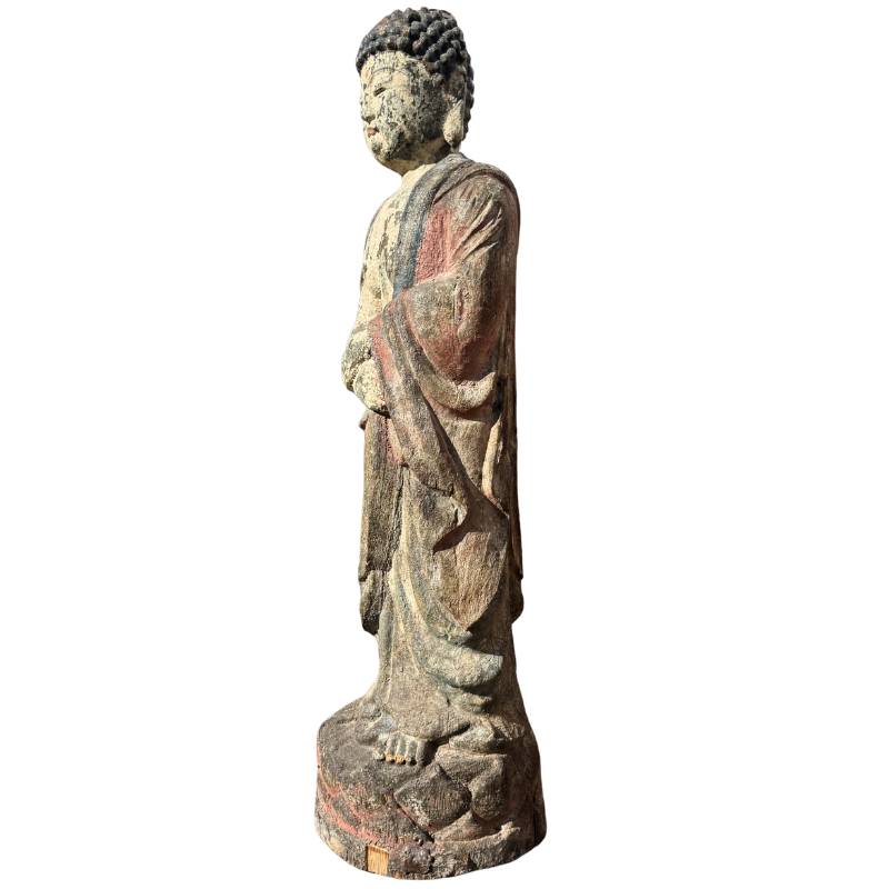 Grote Kwanyin tempelsculptuur uit hout
