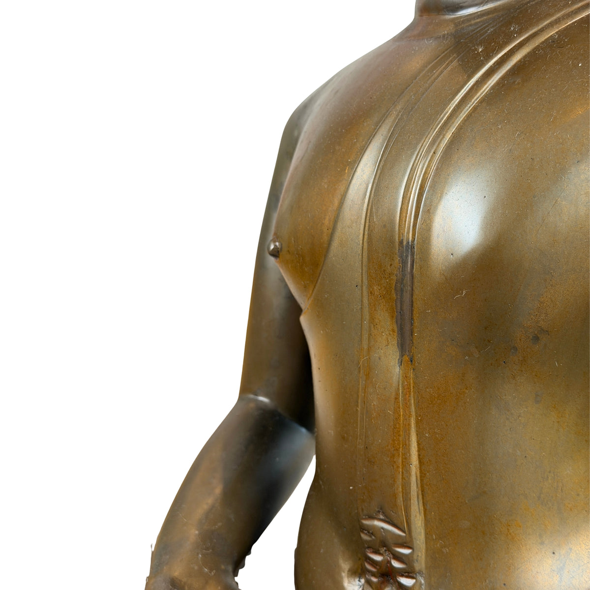 Borst en schouder met het gewaad over de linkerschouder, detail