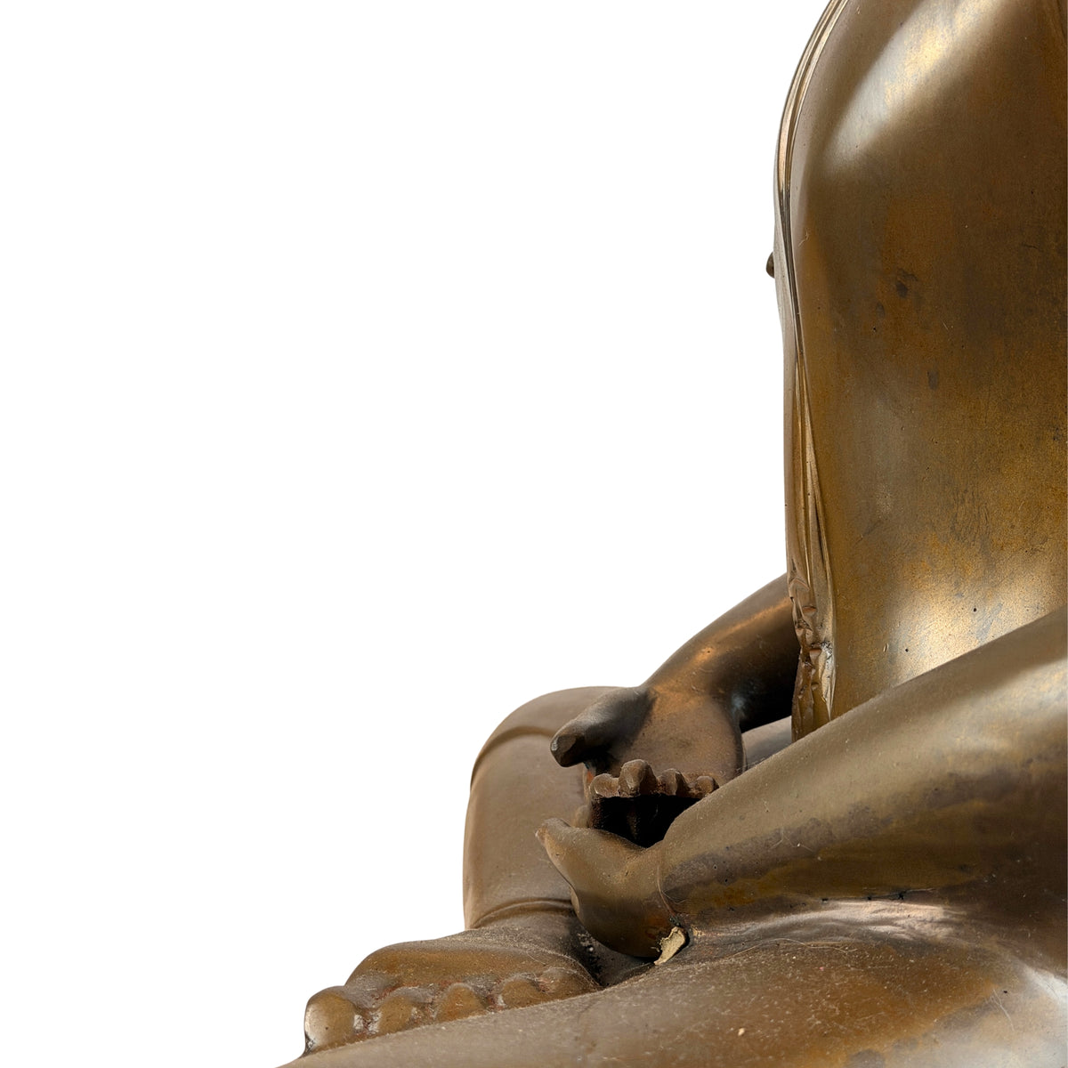 Gekruiste benen en voet op het lotuskussen, detail