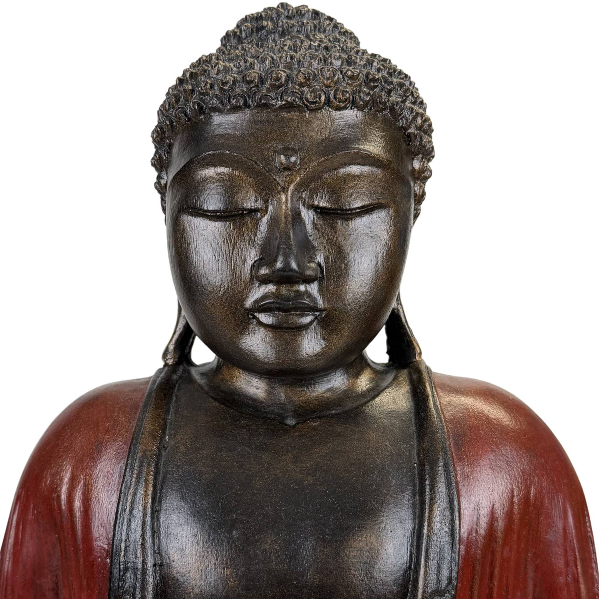 Grote zen boeddha woondecoratie met serene uitstraling en meditatiehouding