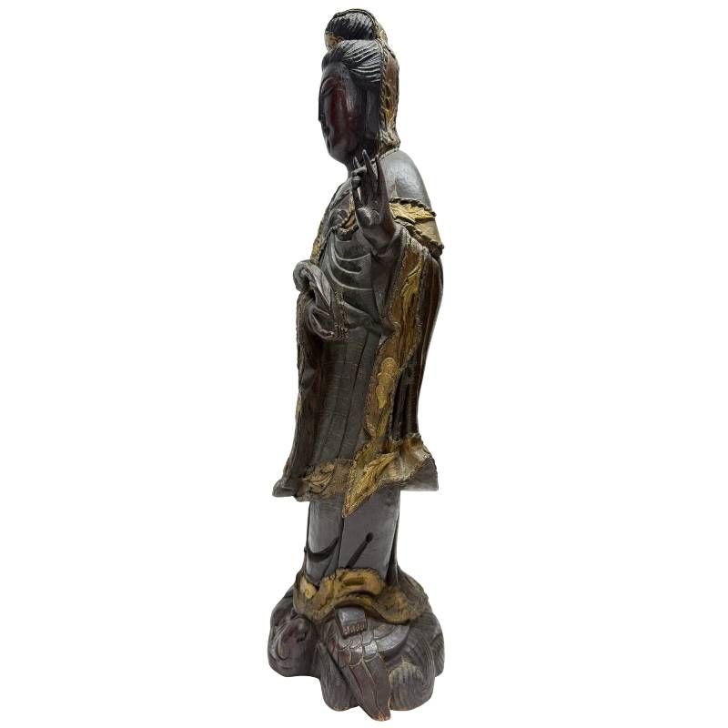 Antiek Guanyin beeld van hout uit China