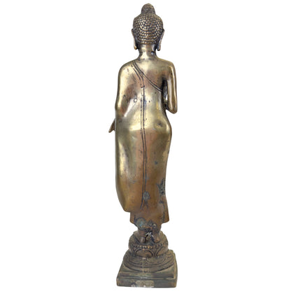 Handgegoten bronzen Boeddha sculptuur, ideaal als spiritueel cadeau.