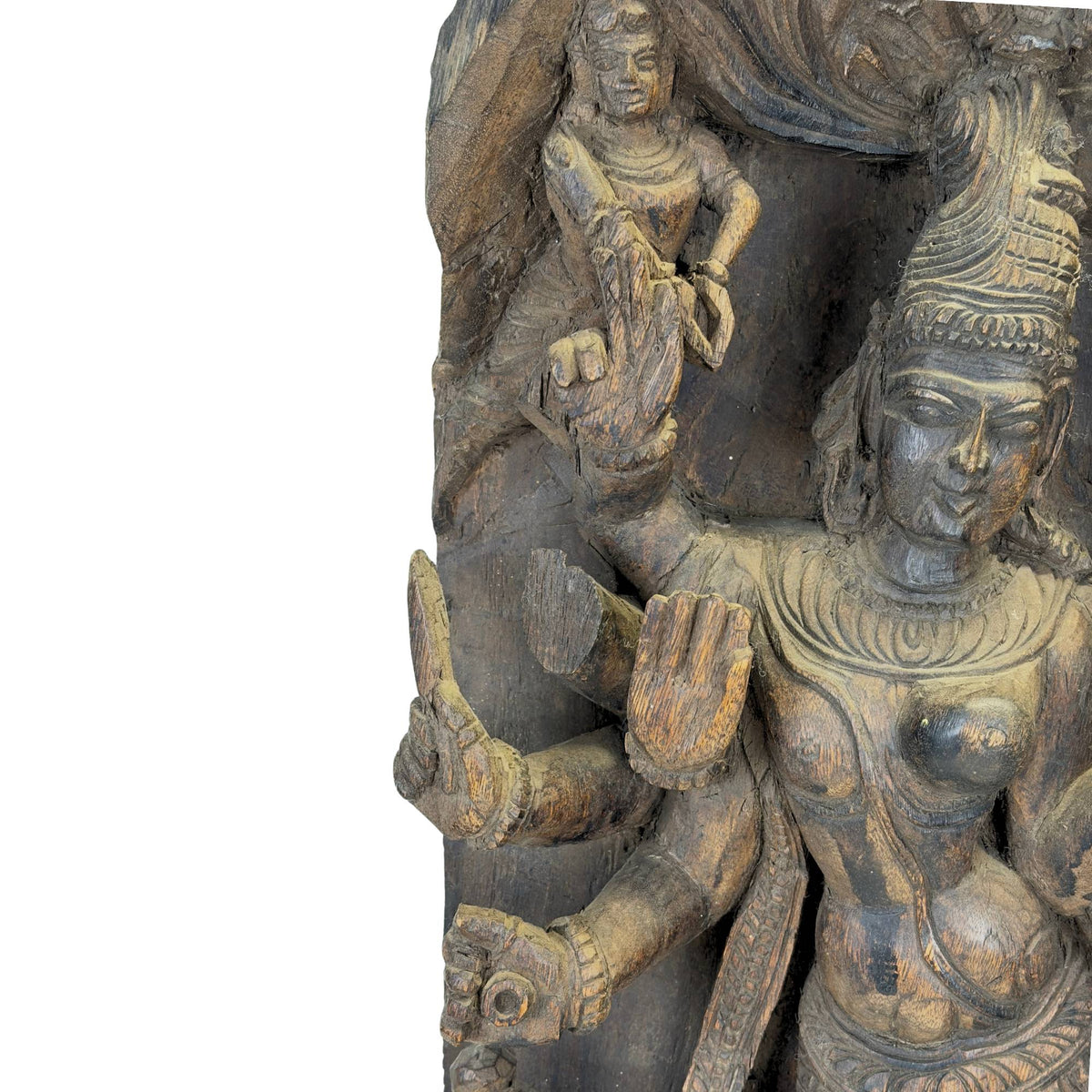 Handgesneden Shiva Parvati paneel uit de Indiase tempelkunst