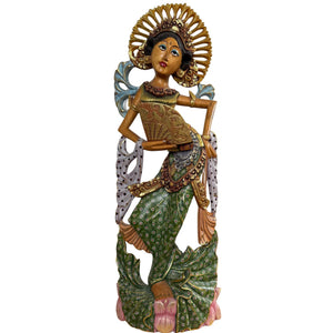 De Hemelse Danser: Handgesneden Balinese Legong | 71 cm Symbool van Gratie en Goddelijke Harmonie