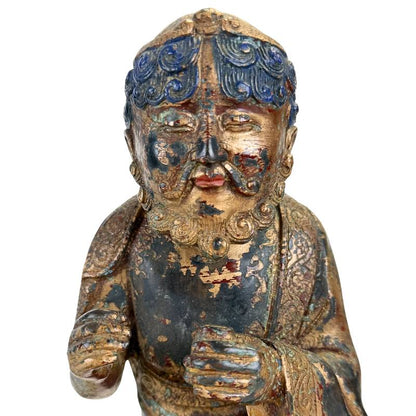 Himalaya Arhat figuur op buffel in bronzen uitvoering