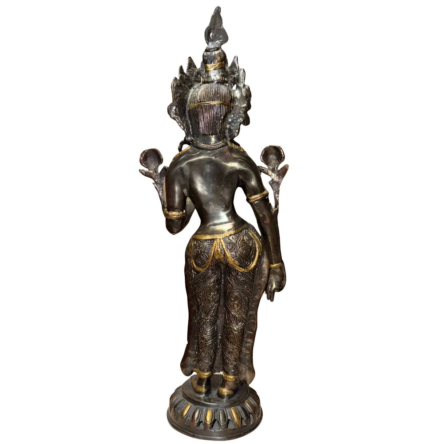 Himalaya Bodhisattva van brons met handgeciseleerde kleding en sierdetails