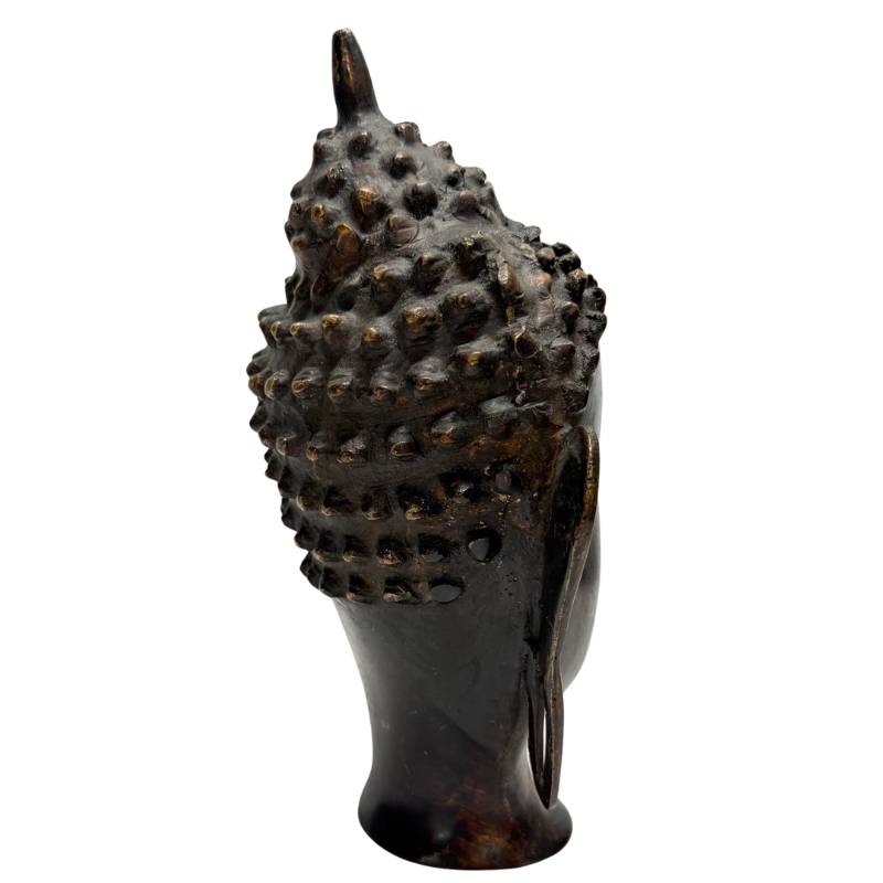 Himalaya Boeddhakop van brons met resten van originele vuurvergulding