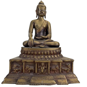 Museumwaardige Himalaya Bronzen Boeddha met Zilverogen – 16e–17e Eeuw – 49,5 cm