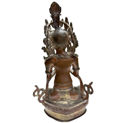Authentiek atelierwerk van een antieke bronzen Tara uit de Himalaya