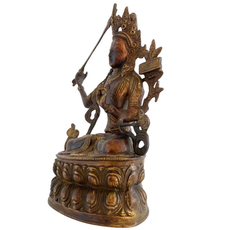 Himalaya bronzen Manjushri beeld met klassieke iconografie