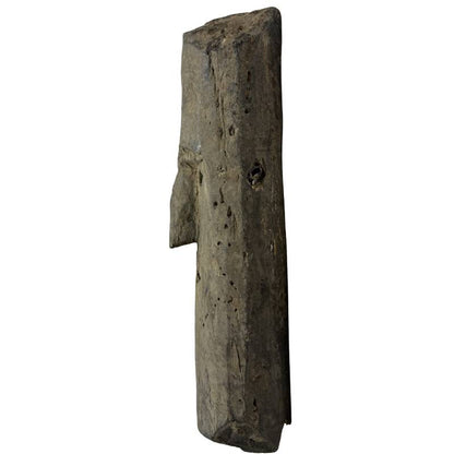 Himalayan wooden mask tibetan style folk art side view carved wood structure
