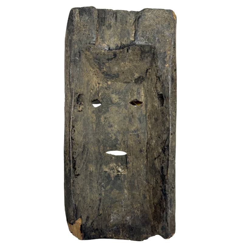 Himalayan wooden mask tibetan style folk art natural wear aged surface wood