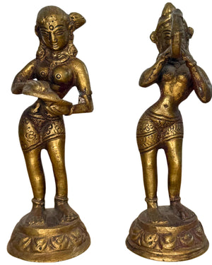 Hindoe Bronzen Altaar Beelden – Paar – Rituele Figuren