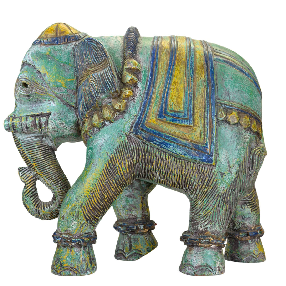 Traditioneel Indiaas olifant beeld met verfijnd handgesneden decor
