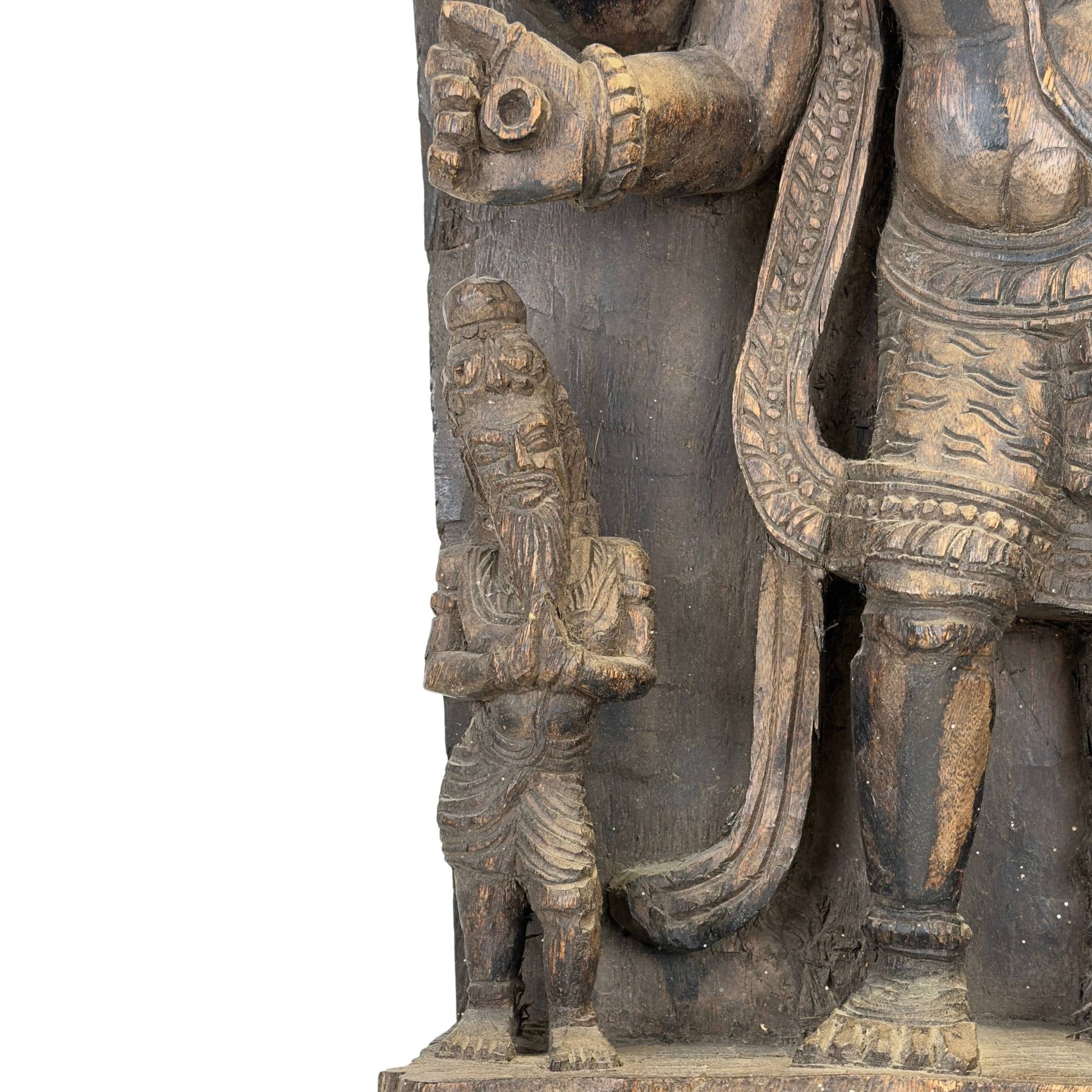 Indiaas tempelreliëf met meerarmige Ardhanarishvara voorstelling