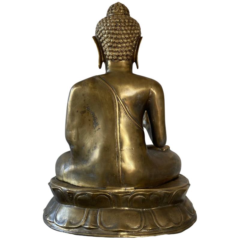 Antiek Indonesisch Boeddha beeld in bronzen uitvoering