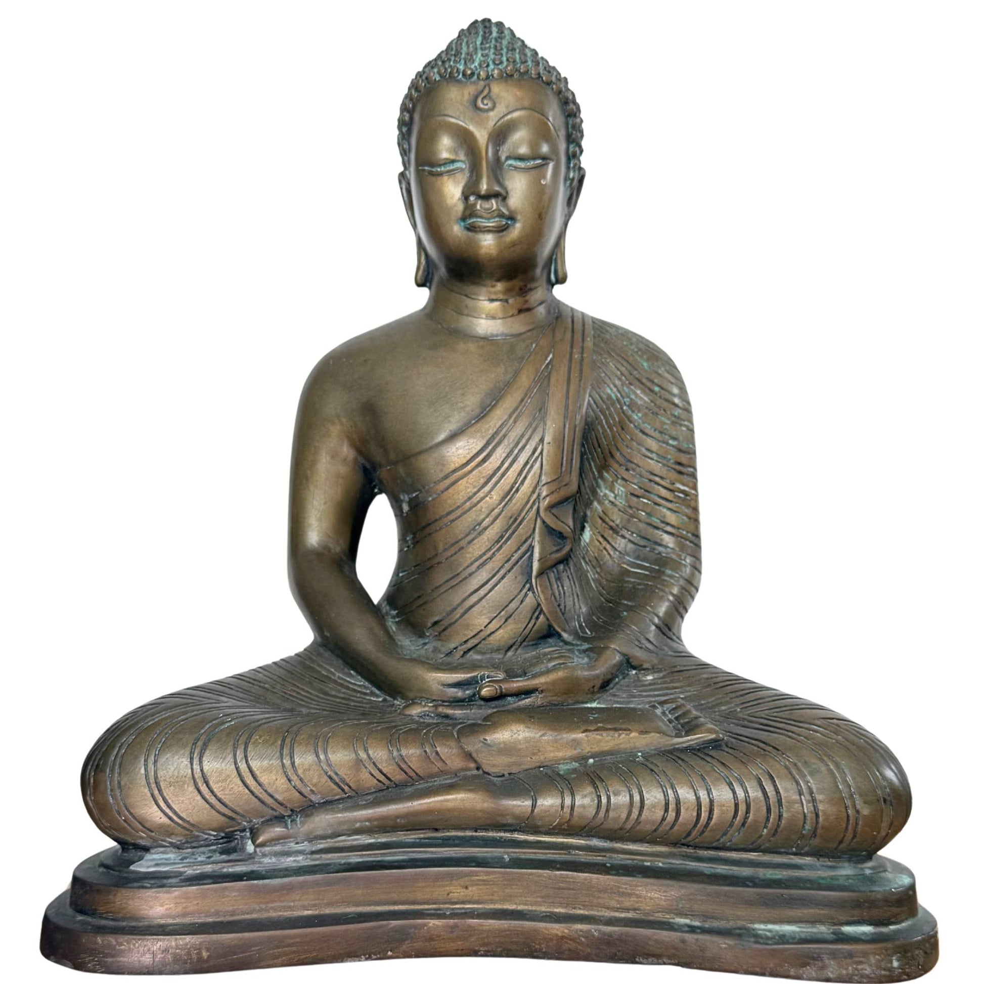 Antieke bronzen Boeddha in Dhyana Mudra voor innerlijke stilte en focus