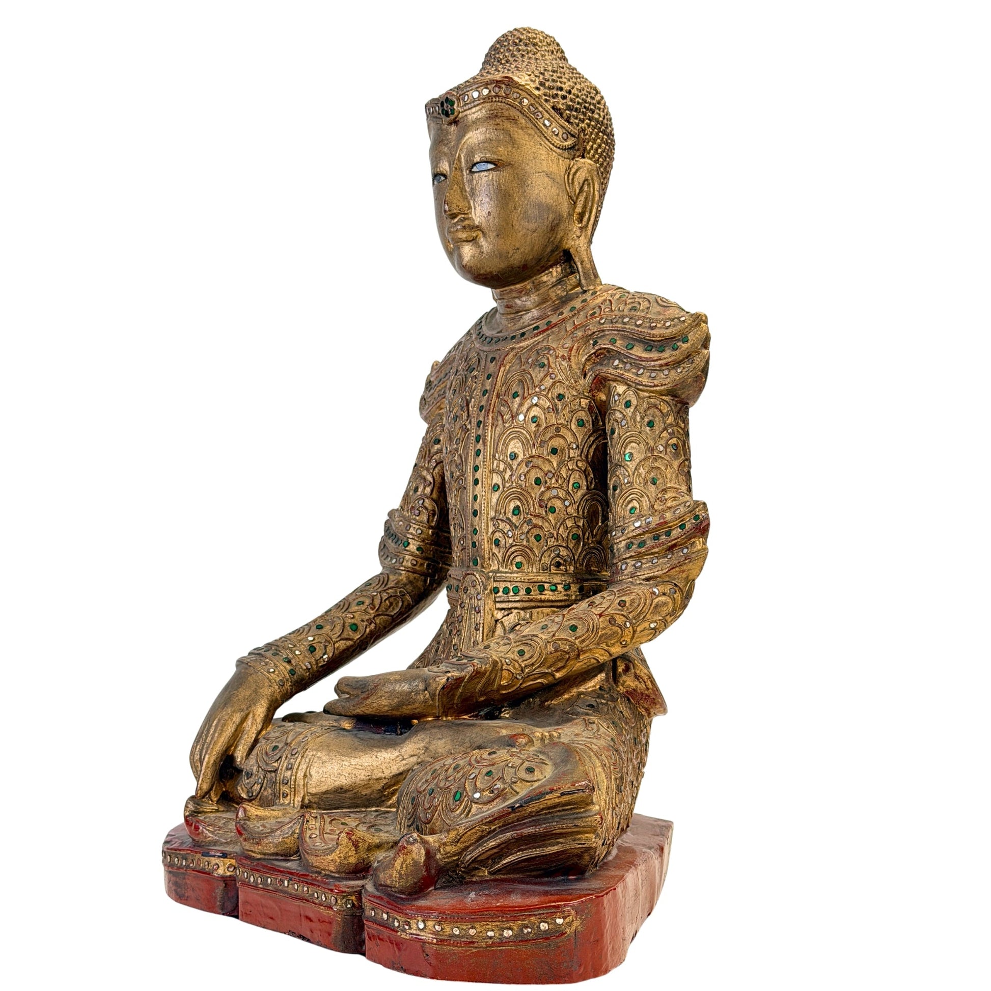 Schuin vooraanzicht van de Jambupati-Boeddha in bhumisparsha mudra, SKU 738