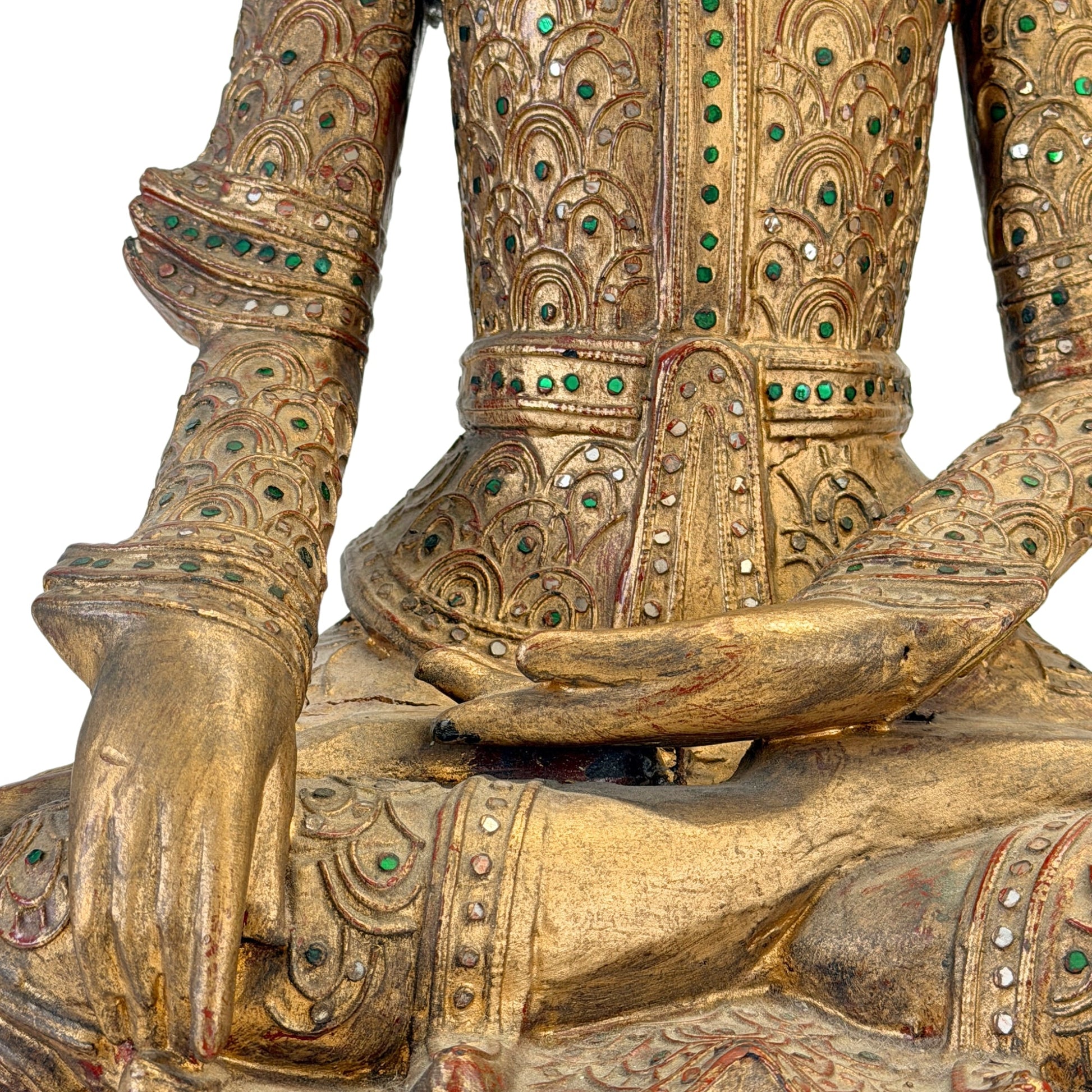 Detail van de handen, het thayo-reliëf en groene glasmozaïek, SKU 738