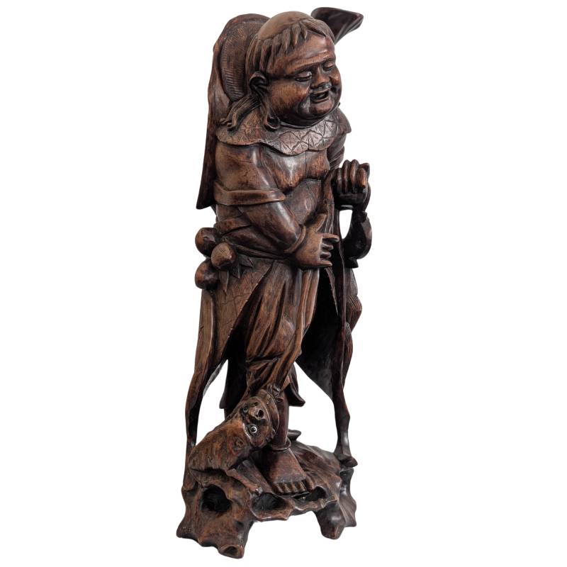 Japans Ebisu beeld van de god van voorspoed en handel, rozenhout