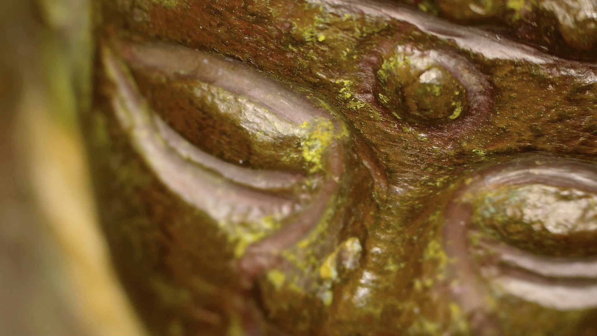 Macro-opname van het oog, de urna en de verouderde patina