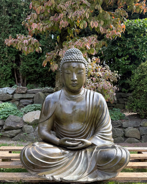 89 cm Japanse Bronzen Amida Boeddha – Kamakura Daibutsu-stijl – Amida Mudra XXL