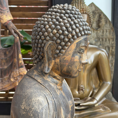 Antieke Japanse bronzen Boeddha met authentieke uitstraling