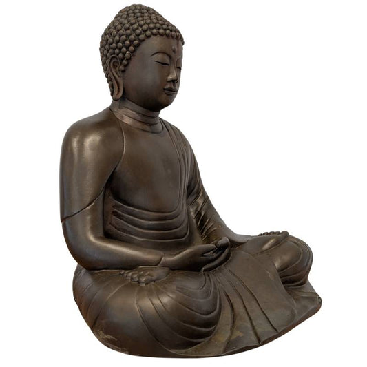 Japanse bronzen zittende Boeddha uitgevoerd in Kamakura stijl