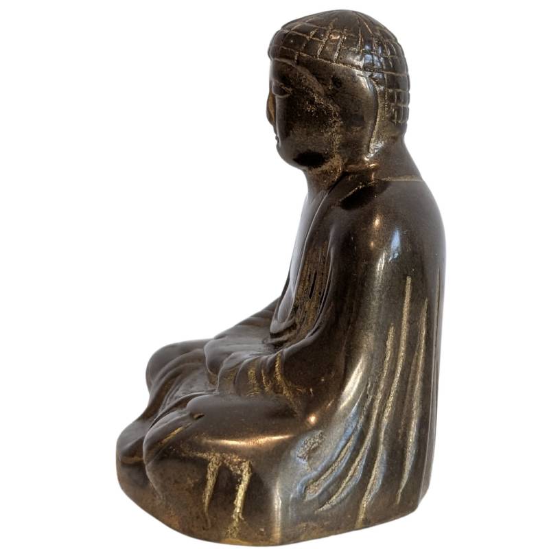 Japanse bronzen Boeddha massief gegoten in dhyana mudra, Japan