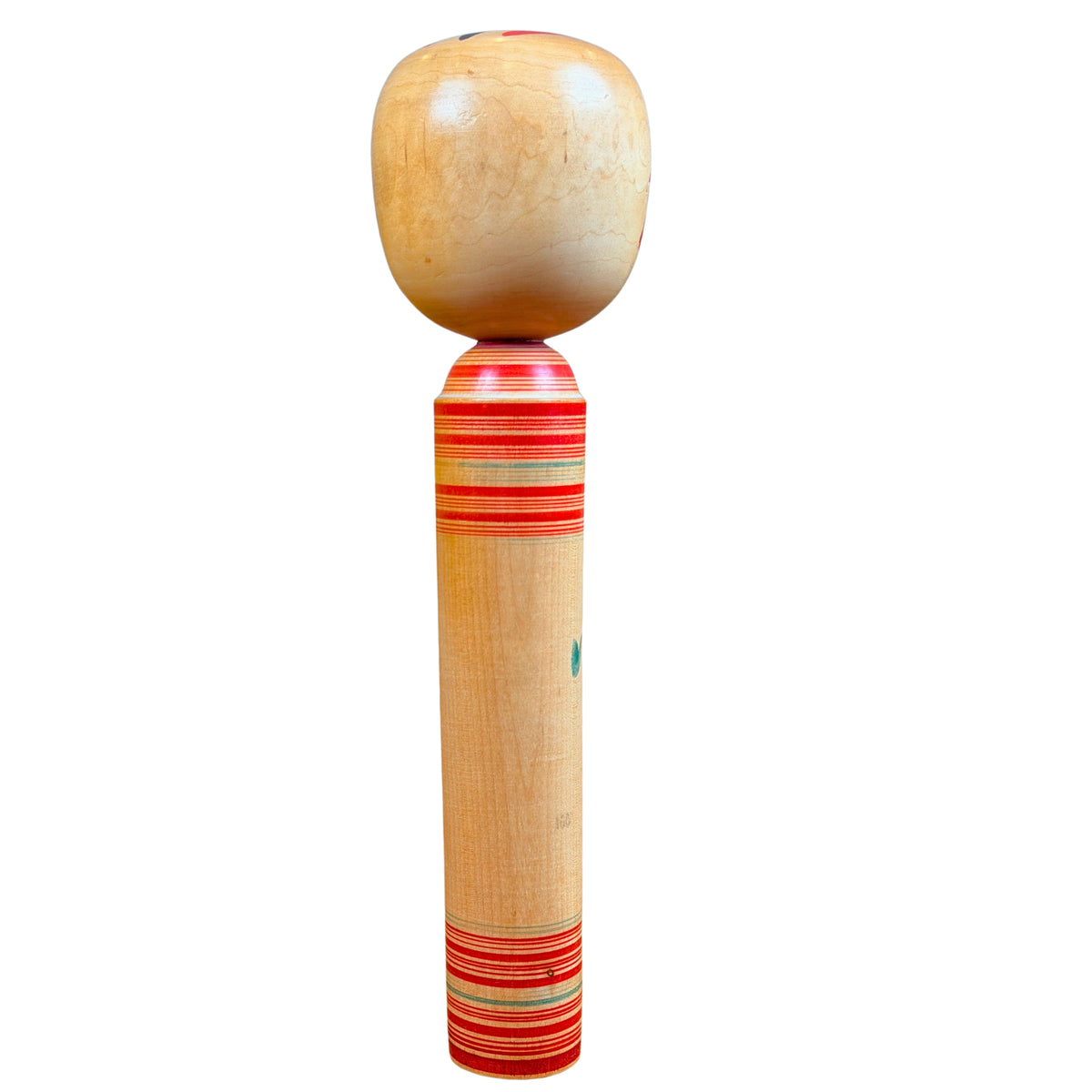 Japanse kokeshi met bloemen, achteraanzicht