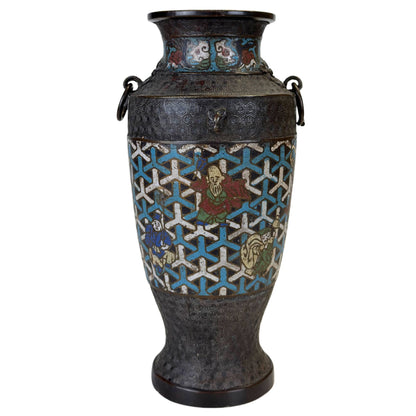 Antieke Japanse Meiji periode cloisonné vaas, ca. 1910.