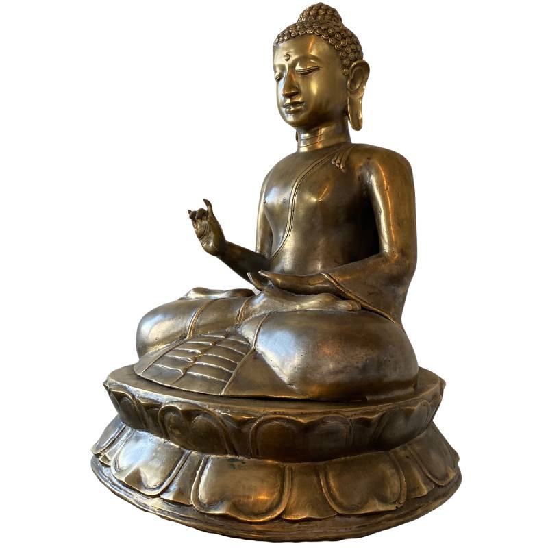 Javaans bronzen Boeddha beeld met oude oxidatie binnenzijde