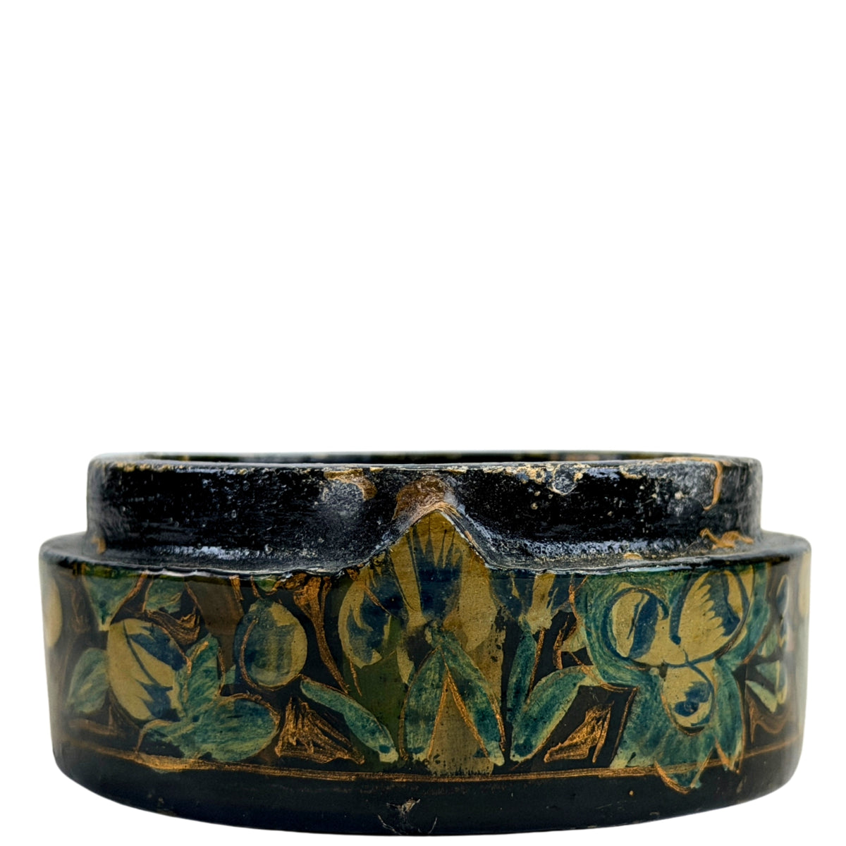Kashmir lakdoosje ca. 1920 met beschilderde papier-mâché decoratie