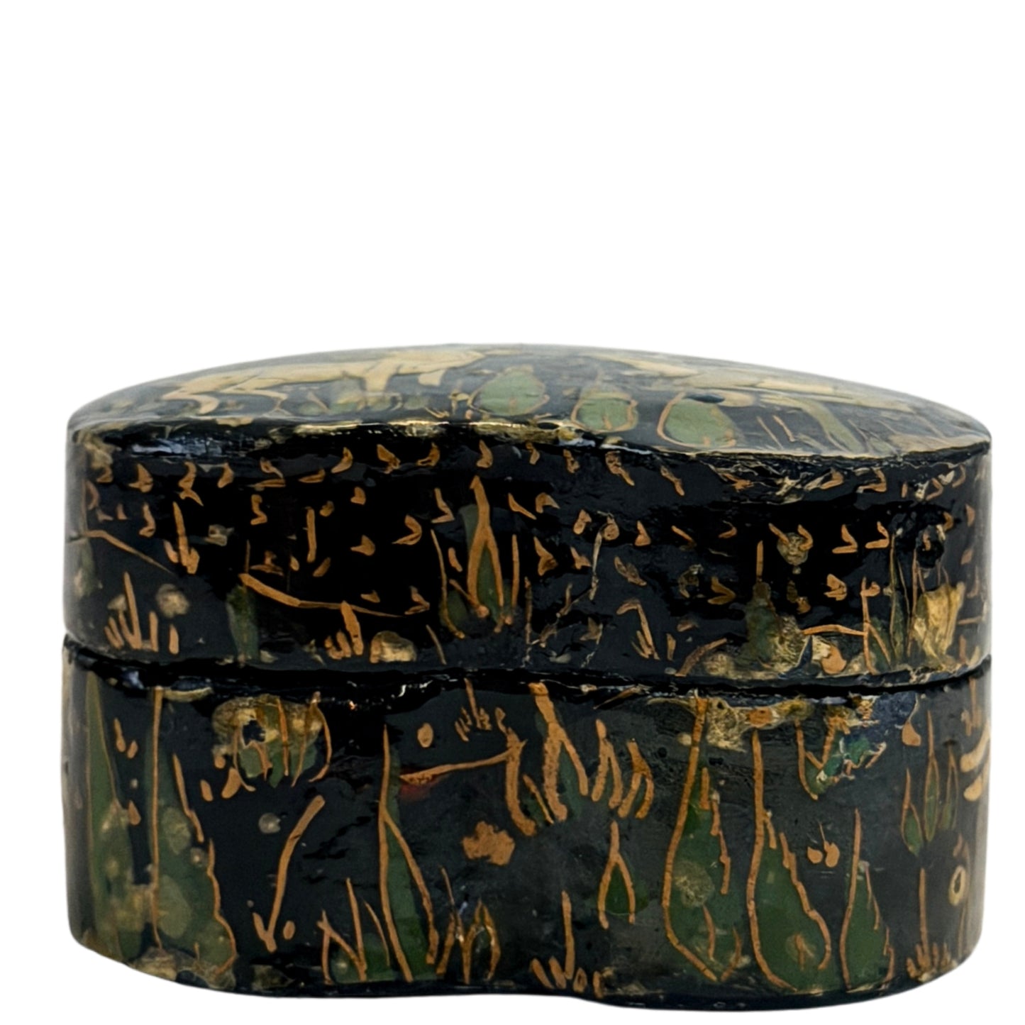 Kashmir papier-mâché lakdoosje met hert en florale handbeschildering