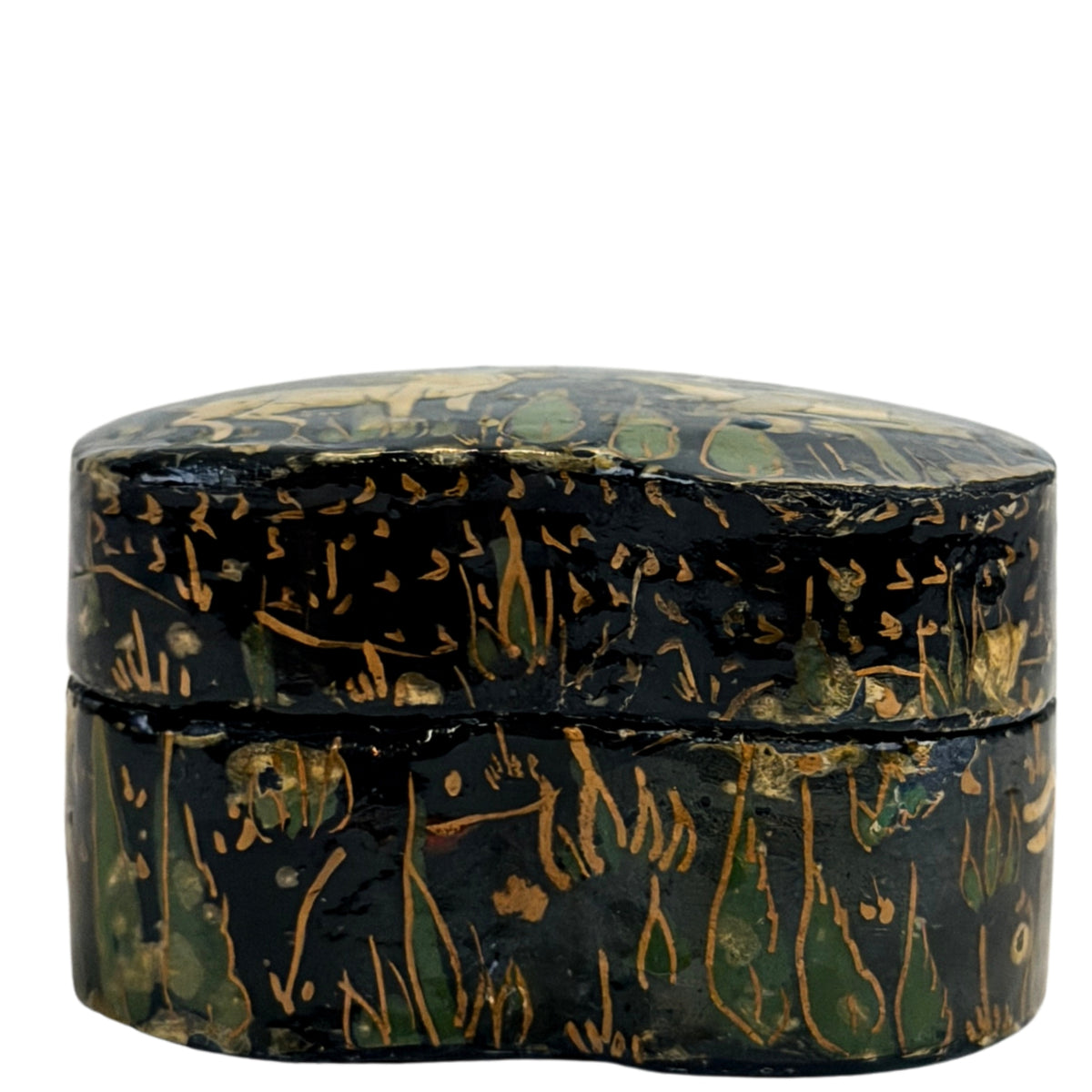 Kashmir papier-mâché lakdoosje met hert en florale handbeschildering