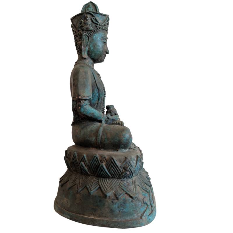 Khmer Lokeshvara in brons met kroon