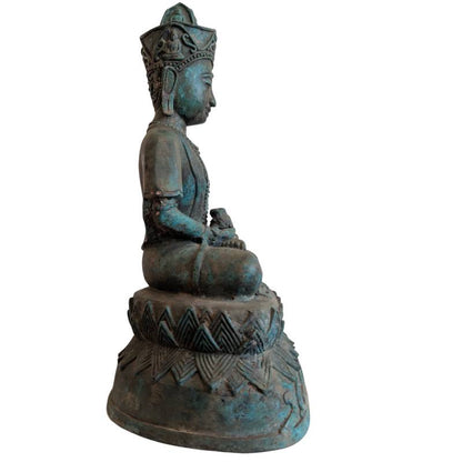 Khmer Lokeshvara in brons met kroon