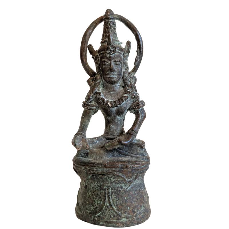 Khmer reisbeeld van Lokeshvara in oud brons als beschermende bodhisattva