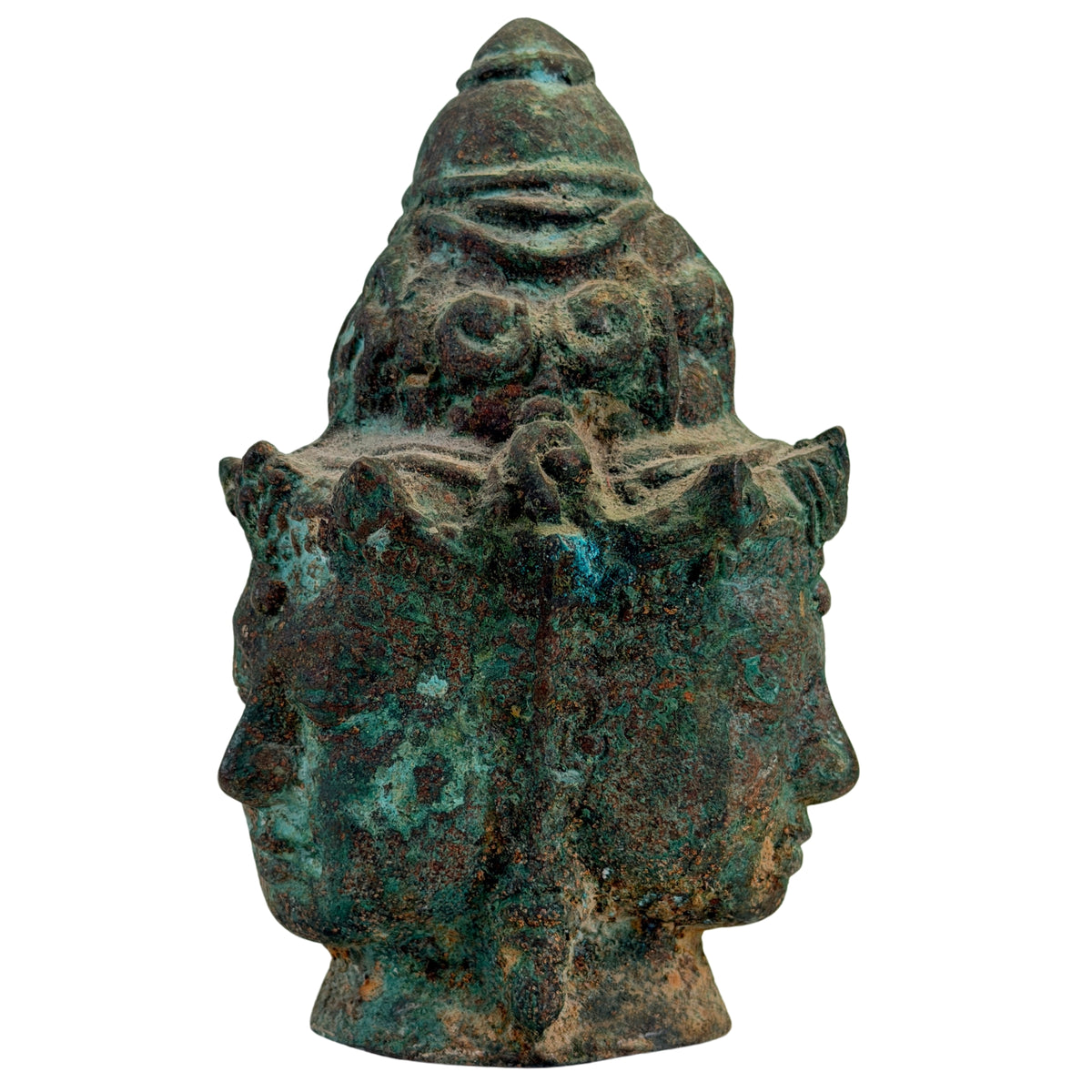 Bronskleurig Khmer-stijl tempelfragment uit Cambodja, zijaanzicht