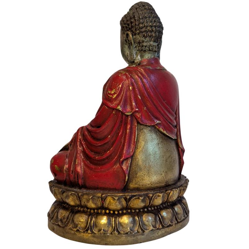 Klein bronzen Boeddhabeeld ca. 1900 in abhaya mudra