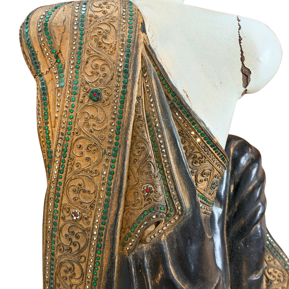 Verguld gewaad over de rug met glasinleg, detail