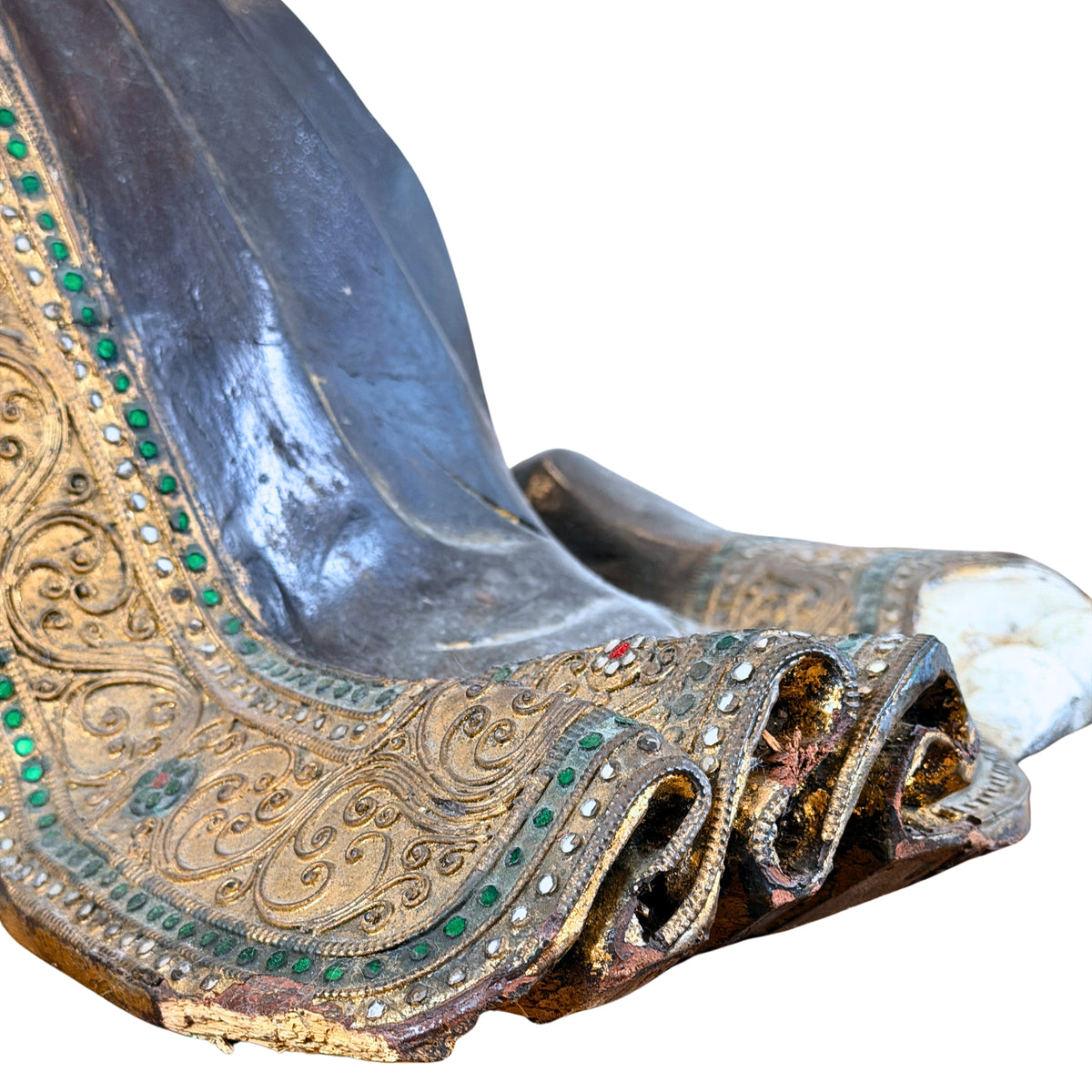 Gewaadrand met vergulde ranken en glasinleg, detail